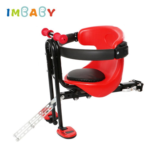 IMBABY Bicycle Baby Seat for Kids Child Safety Seat Carrier Front Seat Saddle Cushion with Back Rest Foot Pedals Bike Child Seat