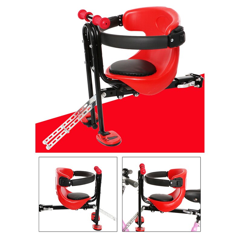 IMBABY Bicycle Baby Seat for Kids Child Safety Seat Carrier Front Seat Saddle Cushion with Back Rest Foot Pedals Bike Child Seat