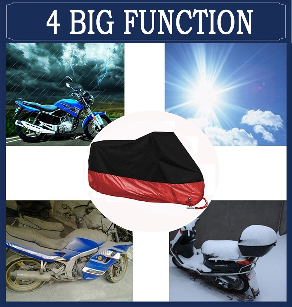 Motorcycle cover universal Outdoor UV Protector Scooter All Season waterproof Bike Rain Dustproof cover M L XL 2XL 3XL 4XL 190T