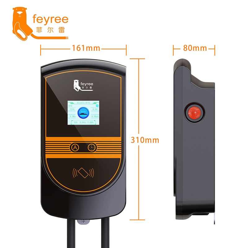 feyree EV Charger GB/T Cord EVSE Wallbox Electric Vehicle 7KW 11KW  22KW APP Control with Socket 16A 32A  Car Charging 5m Cable