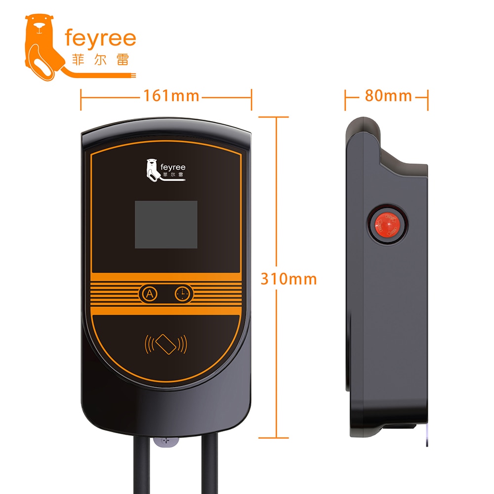 feyree EVSE Wallbox J1772 Adapter Type1 Cable 32A 7.6KW EV Charger Type2 Wallmount Charging Station APP Control for Electric Car